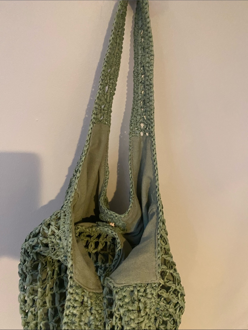 Haute Hippie Woven Crochet Slouchy Hobo Shoulder Bag in Sage Green - Picture 5 of 12